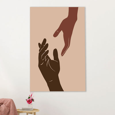 African American Afro Canvas Wall Art Prints | Abstract Different Color Hands | Gift for Black Girl
