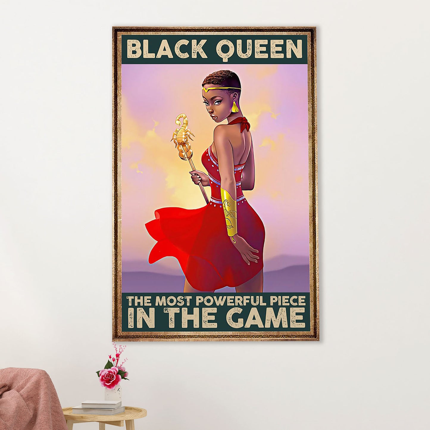 African American Afro Canvas Wall Art Prints | Black Queen | Gift for Black Girl