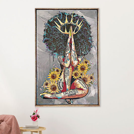 African American Afro Canvas Wall Art Prints | Black Queen | Gift for Black Girl