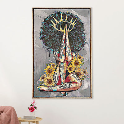 African American Afro Canvas Wall Art Prints | Black Queen | Gift for Black Girl