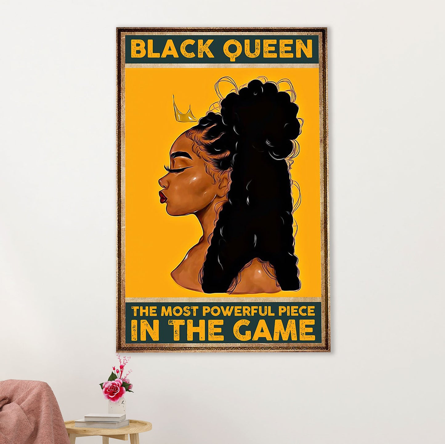 African American Afro Canvas Wall Art Prints | Black Queen | Gift for Black Girl