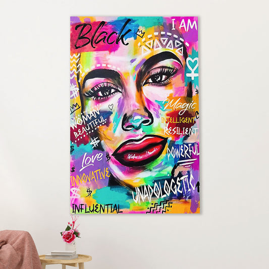 African American Afro Canvas Wall Art Prints | Watercolor Painting Potrait - Motivational Quotes | Gift for Black Girl