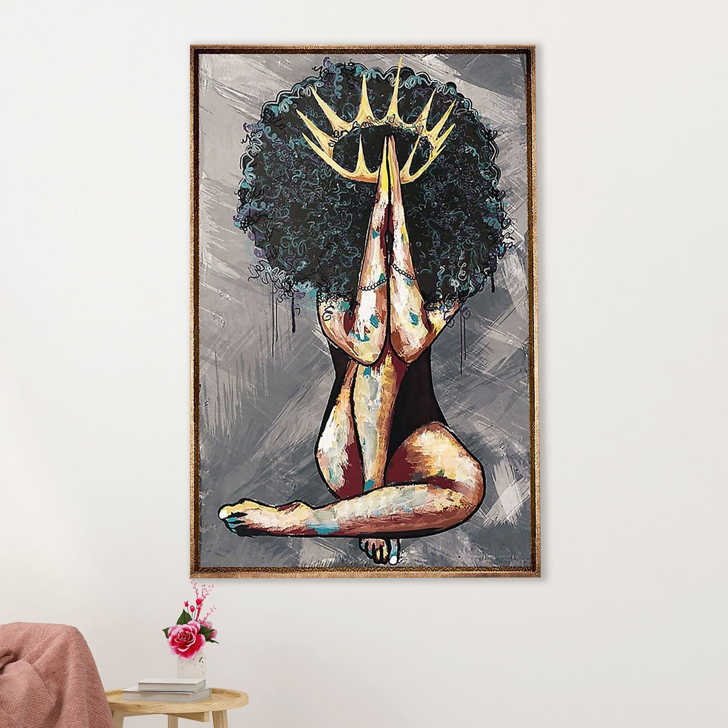 African American Afro Canvas Wall Art Prints | Black Queen | Gift for Black Girl