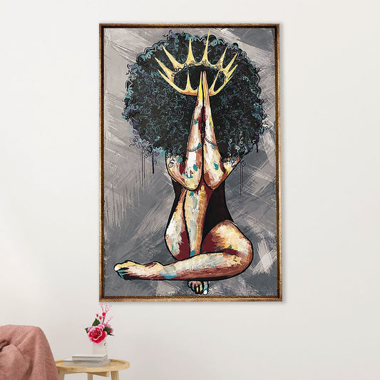 African American Afro Canvas Wall Art Prints | Black Queen | Gift for Black Girl