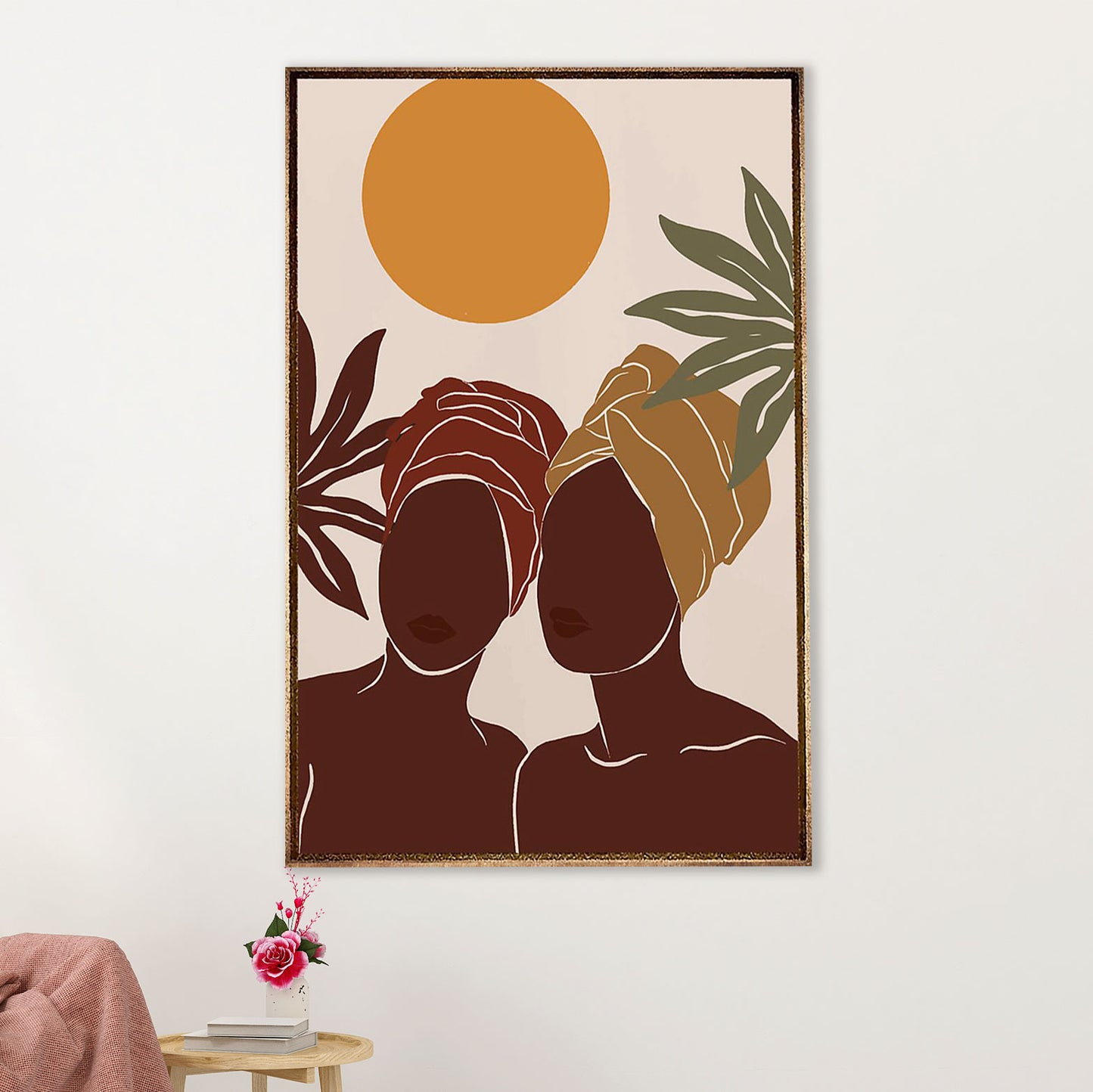 African American Afro Canvas Wall Art Prints | Two Girls Art | Gift for Black Girl