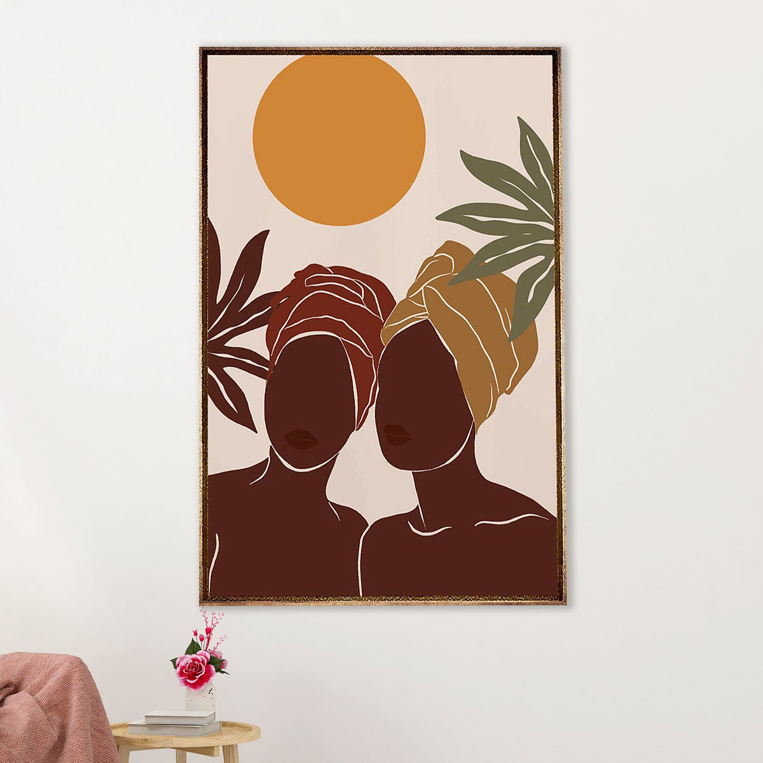 African American Afro Canvas Wall Art Prints | Two Girls Art | Gift for Black Girl
