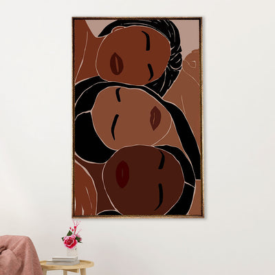 African American Afro Canvas Wall Art Prints | Three Girls Art | Gift for Black Girl