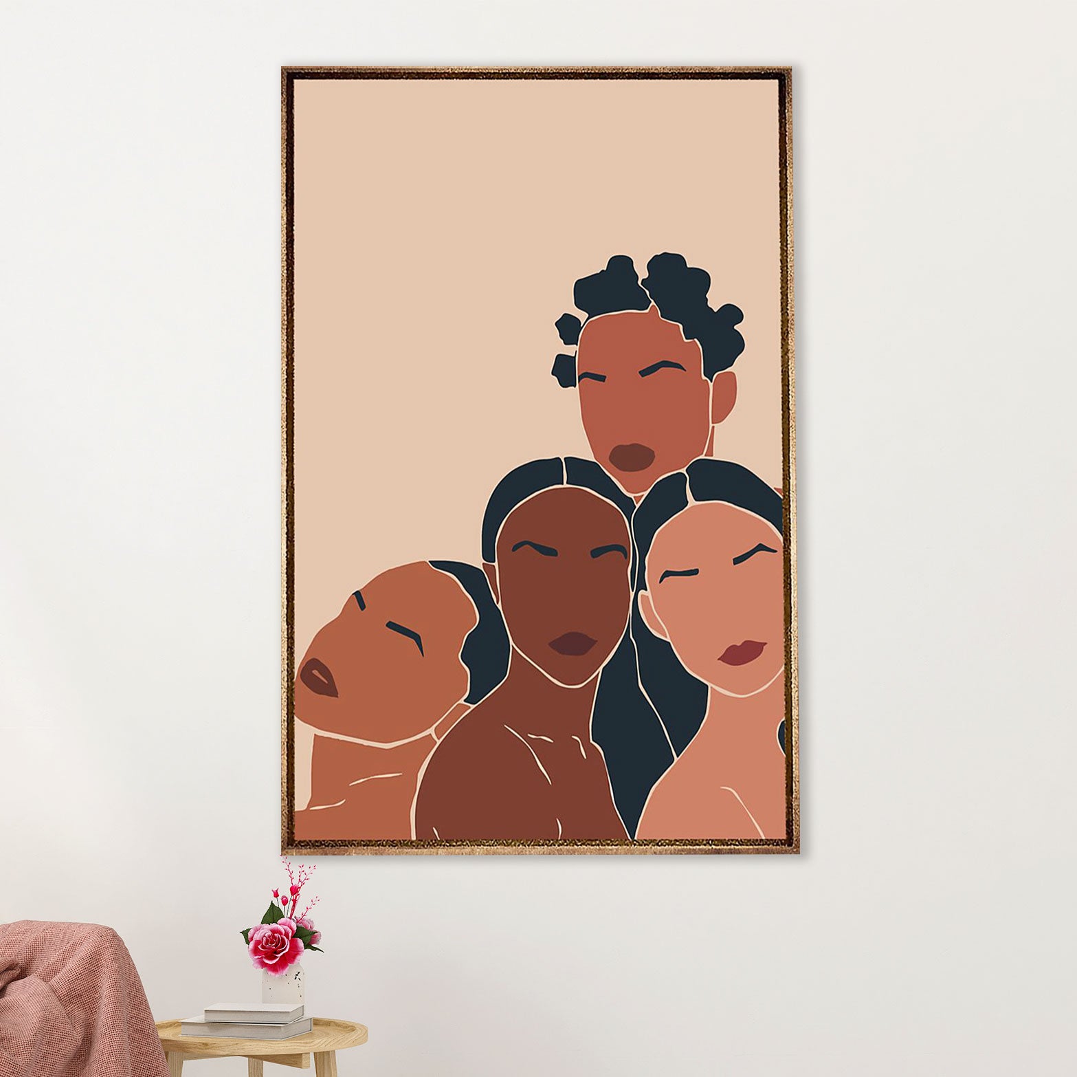 African American Afro Canvas Wall Art Prints | Four Girls Art | Gift for Black Girl
