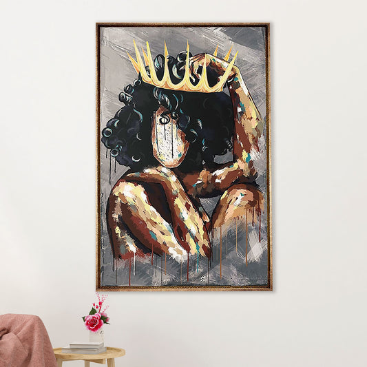 African American Afro Canvas Wall Art Prints | Black Queen | Gift for Black Girl