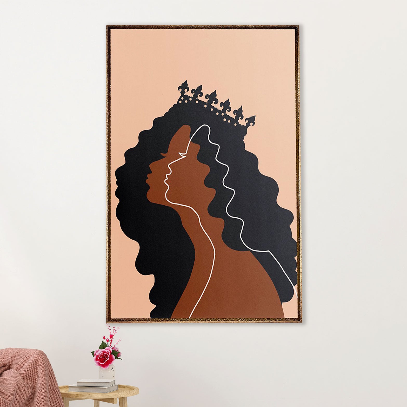 African American Afro Canvas Wall Art Prints | Black Queen Art | Gift for Black Girl