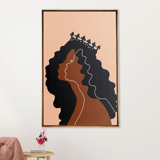 African American Afro Canvas Wall Art Prints | Black Queen Art | Gift for Black Girl