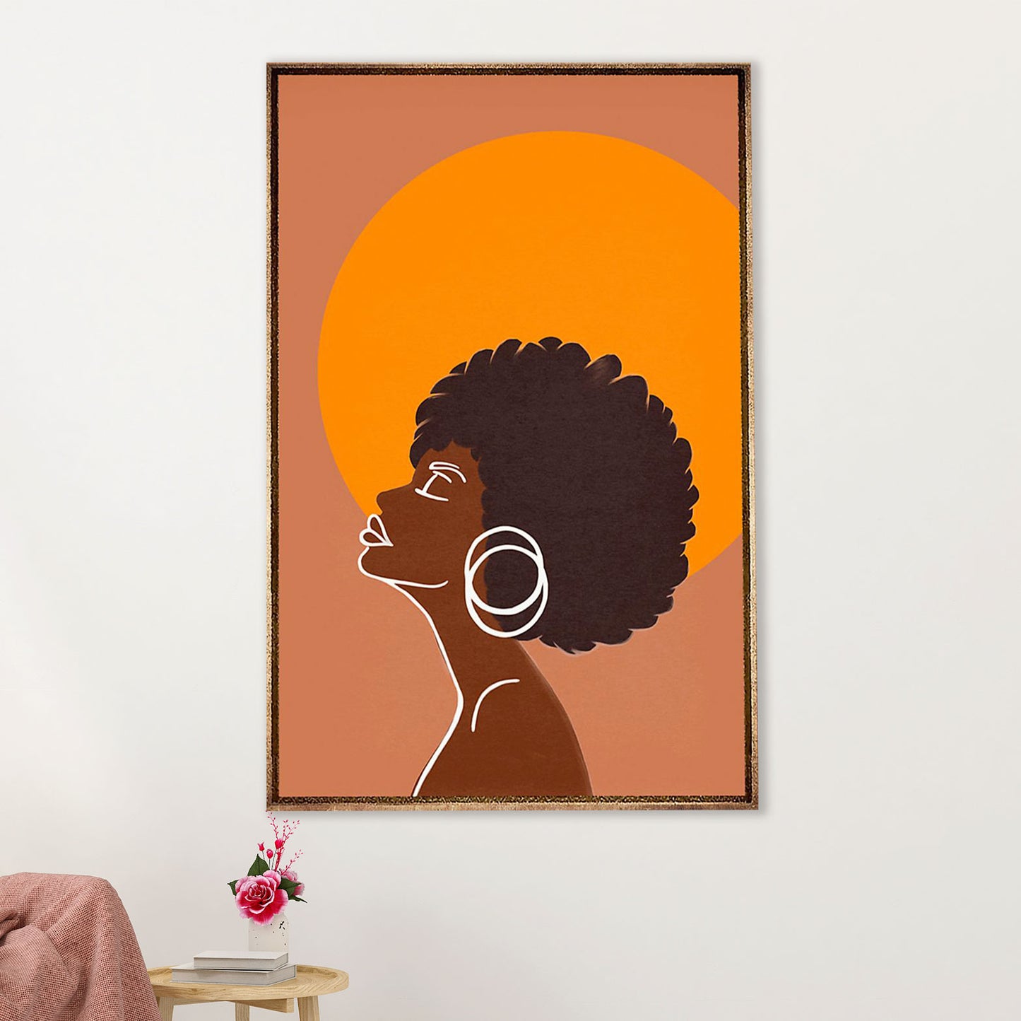 African American Afro Canvas Wall Art Prints | Black Girl Art Painting | Gift for Black Girl