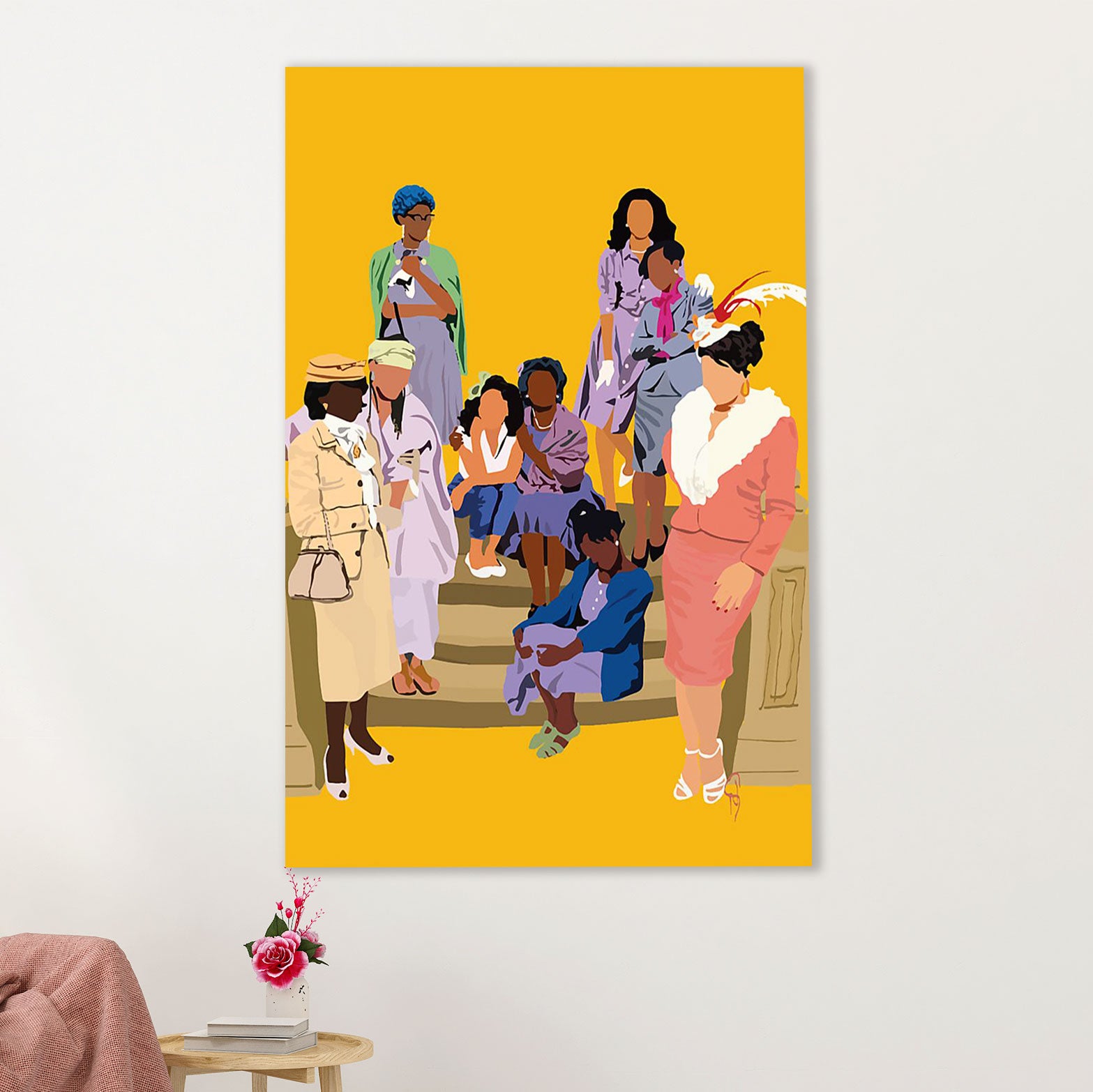 African American Afro Canvas Wall Art Prints | Different Colors Cultures Ladies | Gift for Black Girl