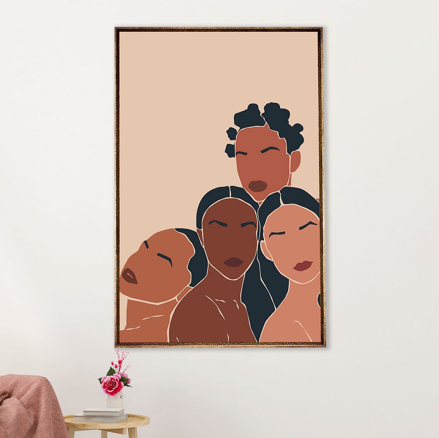 African American Afro Canvas Wall Art Prints | Four Girls Art | Gift for Black Girl