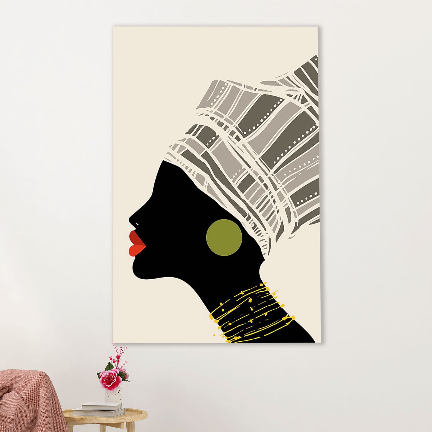 African American Afro Canvas Wall Art Prints | Girl Art Painting Retro | Gift for Black Girl