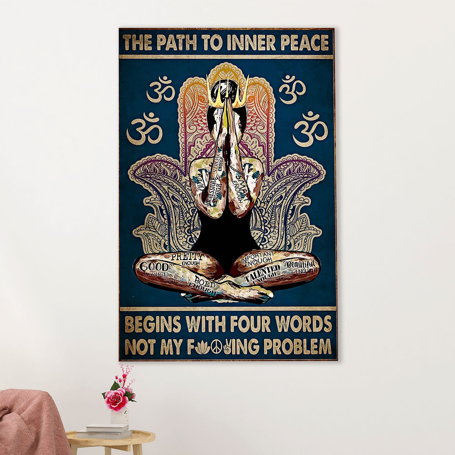 African American Afro Canvas Wall Art Prints | Path To Inner Peace Yoga | Gift for Black Girl