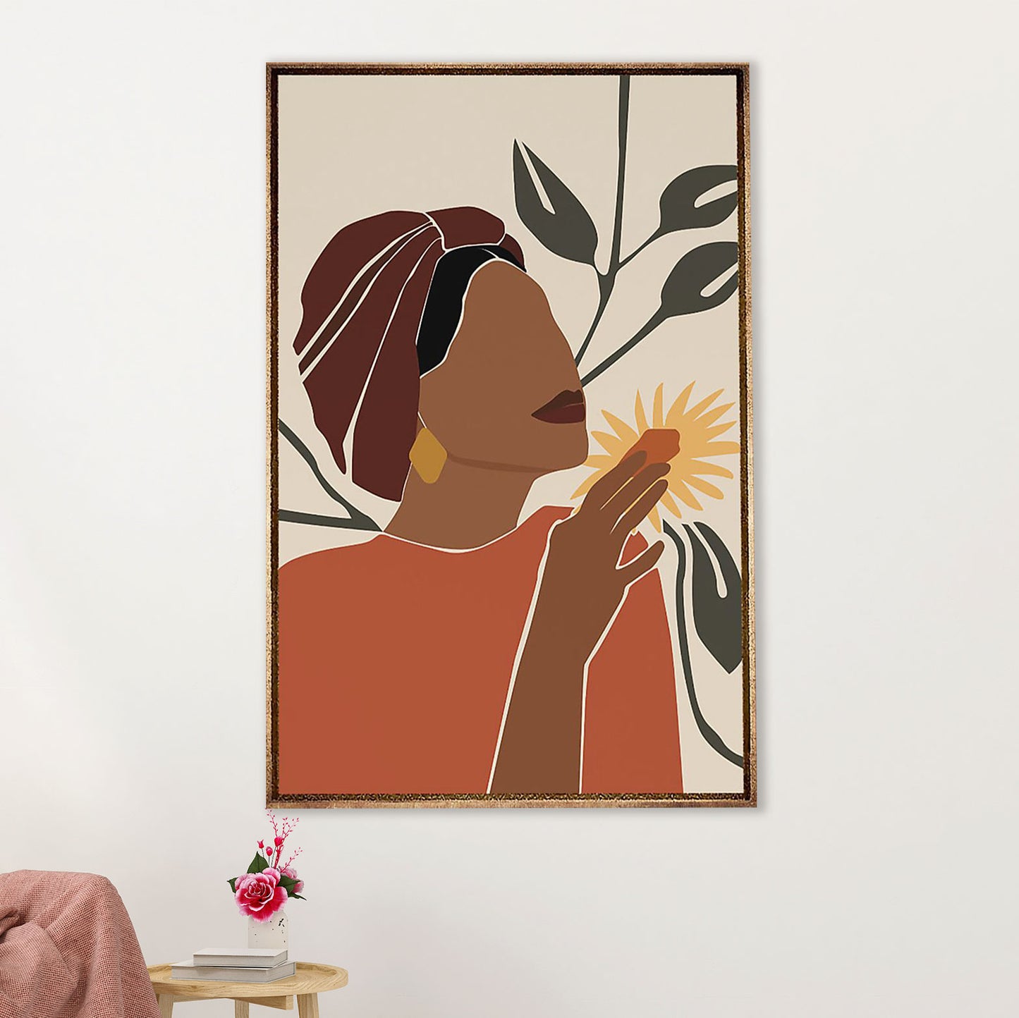African American Afro Canvas Wall Art Prints | Black Girl Art Painting | Gift for Black Girl