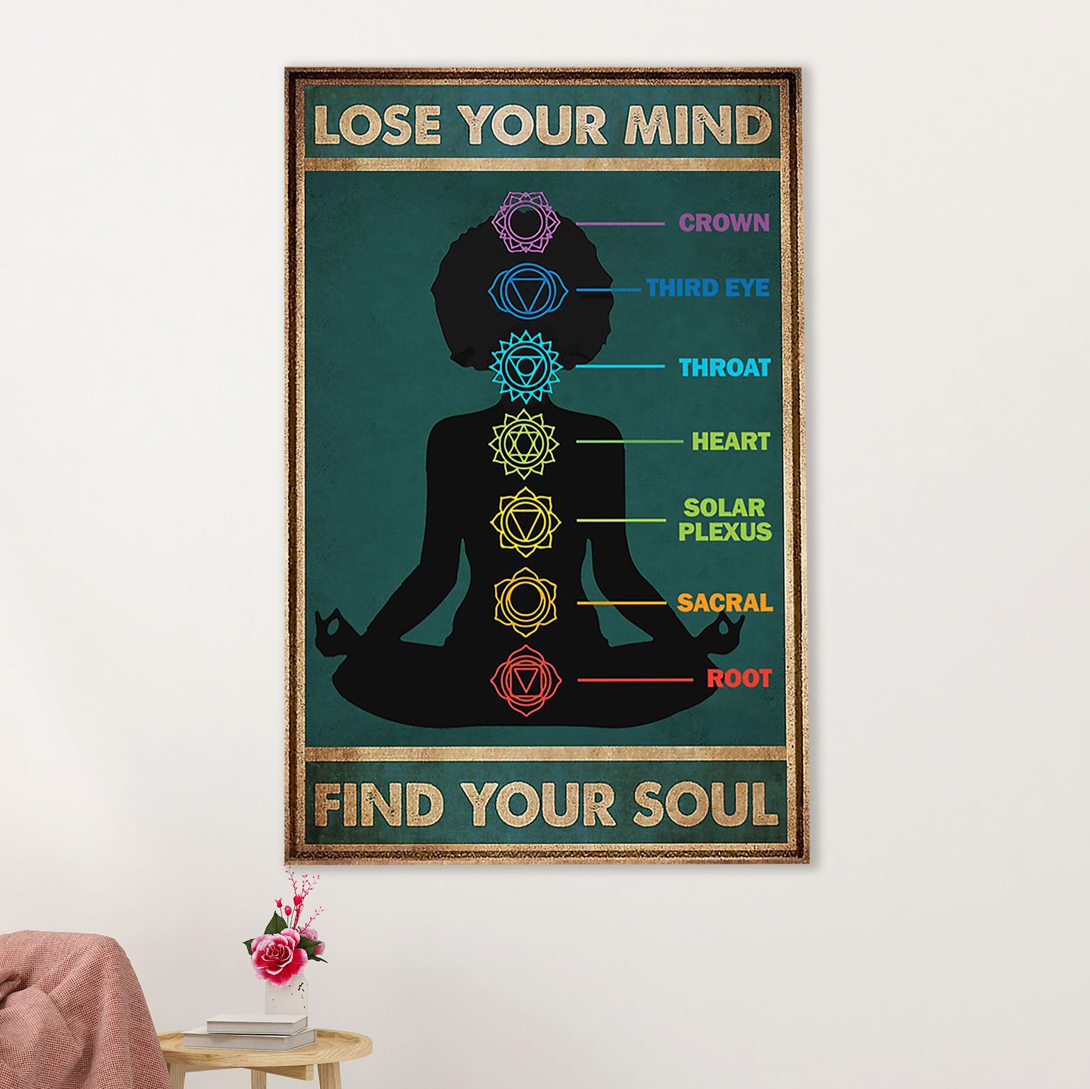 African American Afro Canvas Wall Art Prints | Lose Your Mind Find Your Soul Yoga Girl | Gift for Black Girl