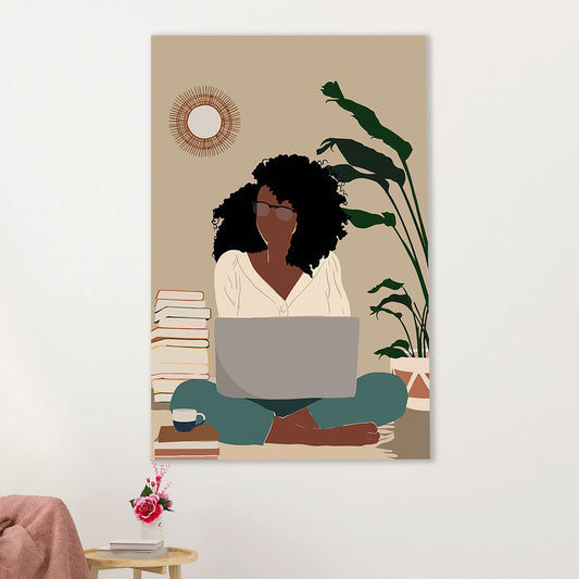 African American Afro Canvas Wall Art Prints | Girl Retro Art Painting | Gift for Black Girl