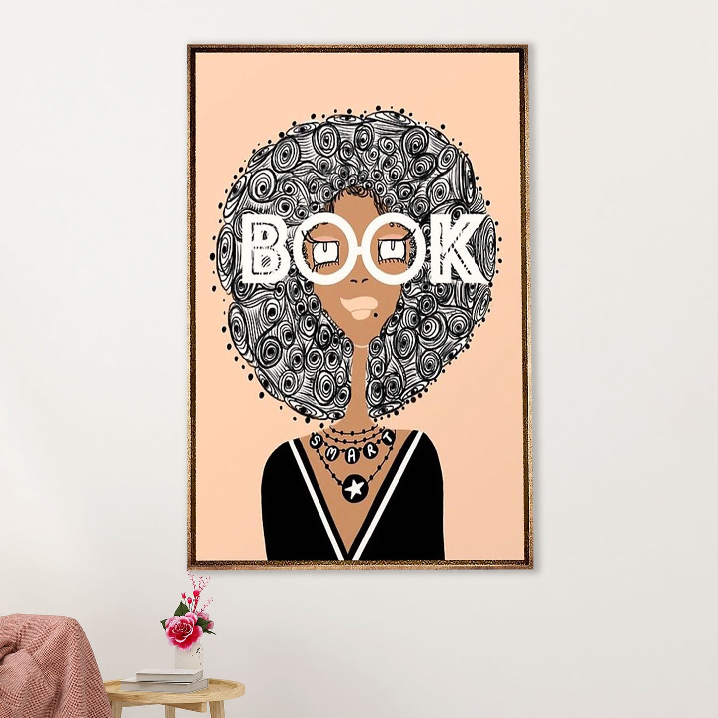 African American Afro Canvas Wall Art Prints | Smart Girl | Gift for Black Girl
