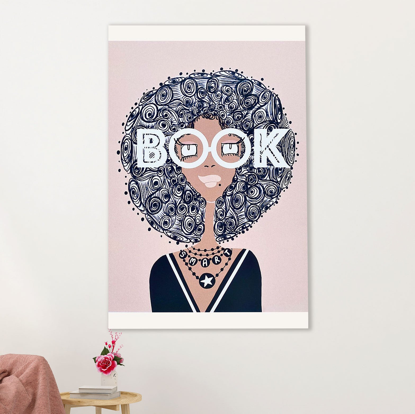 African American Afro Canvas Wall Art Prints | Smart Girl | Gift for Black Girl