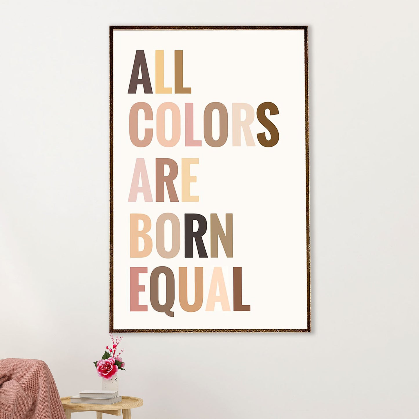 African American Afro Canvas Wall Art Prints | All Colors Are Born Equal | Gift for Black Girl
