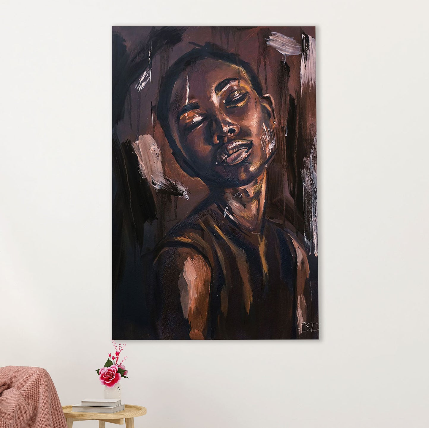 African American Afro Canvas Wall Art Prints | Black Woman Art Painting | Gift for Black Girl