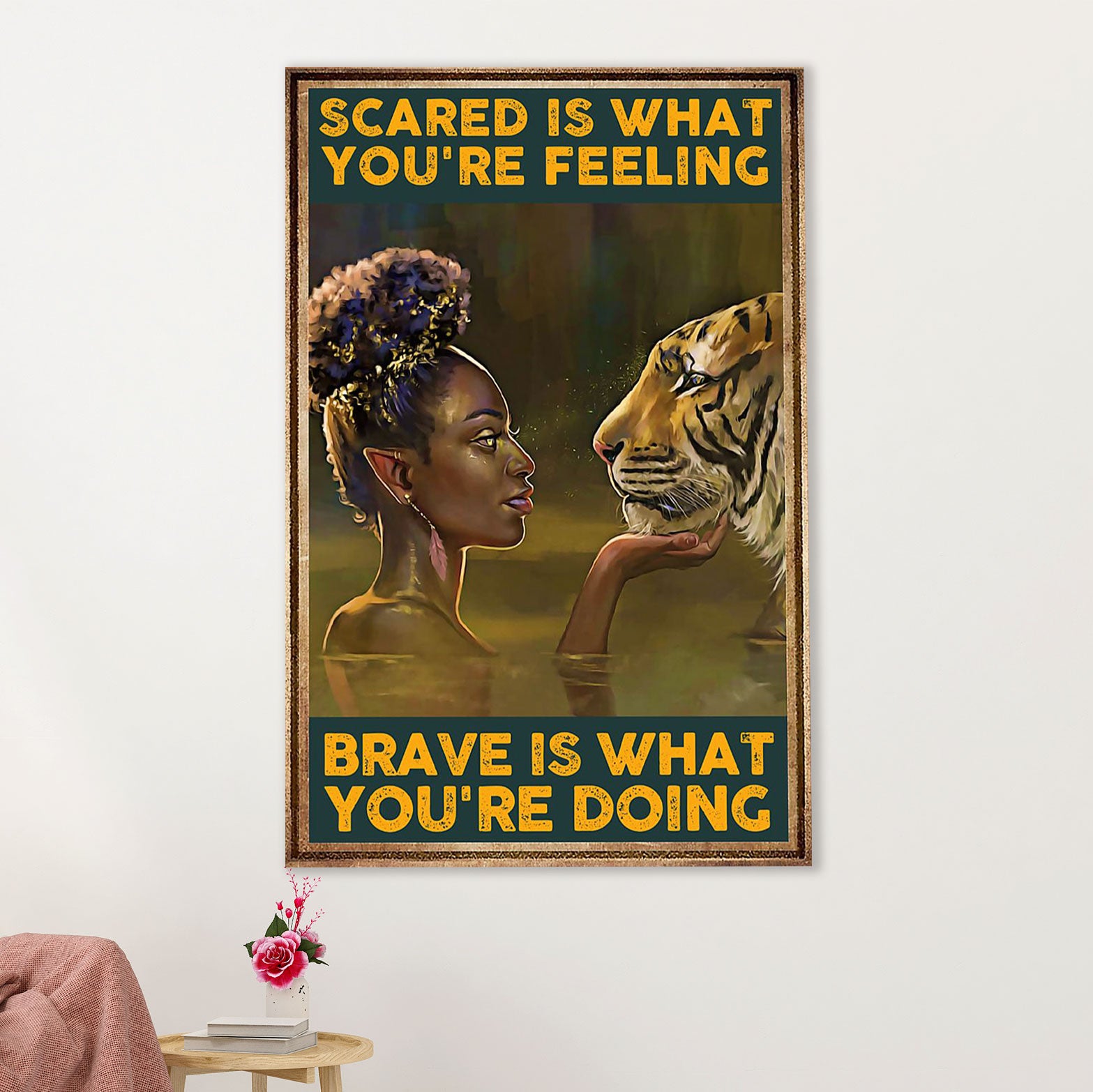 African American Afro Canvas Wall Art Prints | Brave Girl | Gift for Black Girl