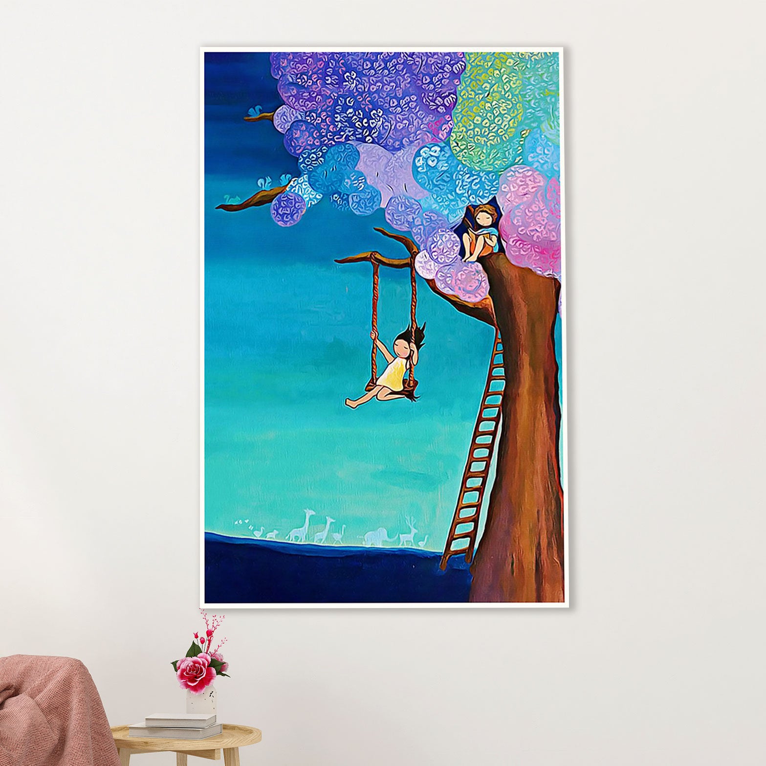 African American Afro Canvas Wall Art Prints | Childhood | Gift for Black Girl