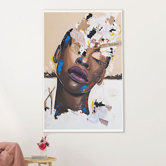 African American Afro Canvas Wall Art Prints | Girl Potrait Art | Gift for Black Girl