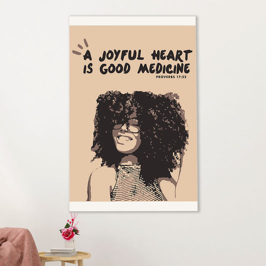 African American Afro Canvas Wall Art Prints | Joyful Girl | Gift for Black Girl