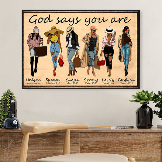 African Americans Afro Poster Prints | God Says You Are | Wall Art Black Pride Gift for Black Girl