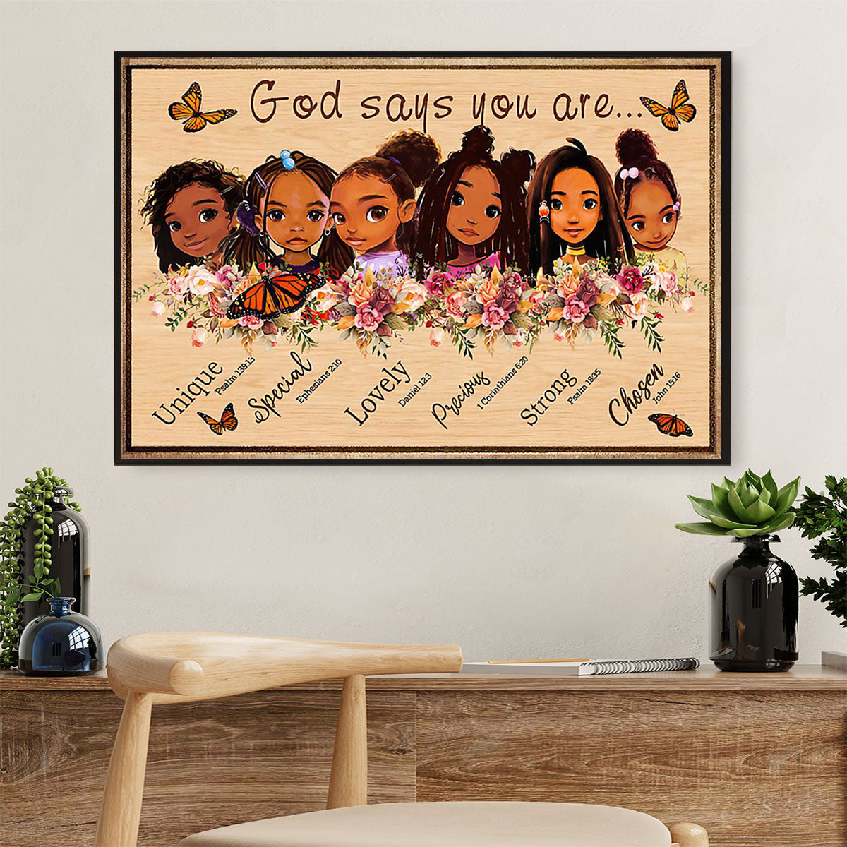 African Americans Afro Canvas Wall Art | God Says You Are | Black Pride Gift for Black Girl