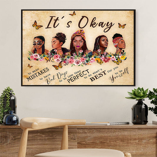 African Americans Afro Poster Prints | Its Okay | Wall Art Black Pride Gift for Black Girl