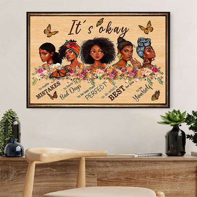 African Americans Afro Canvas Wall Art | Its Okay | Black Pride Gift for Black Girl