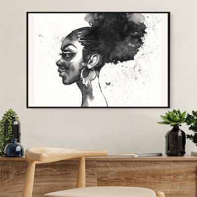 African Americans Afro Canvas Wall Art | Woman Art Painting | Black Pride Gift for Black Girl
