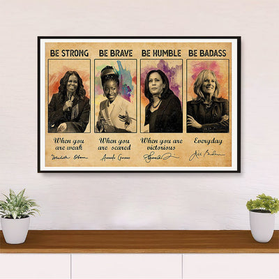 African Americans Afro Poster Prints | Be Strong Be Brave | Wall Art Black Pride Gift for Black Girl