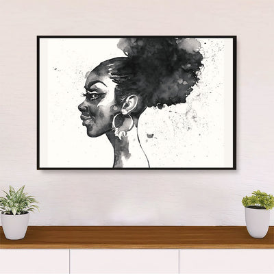 African Americans Afro Canvas Wall Art | Woman Art Painting | Black Pride Gift for Black Girl