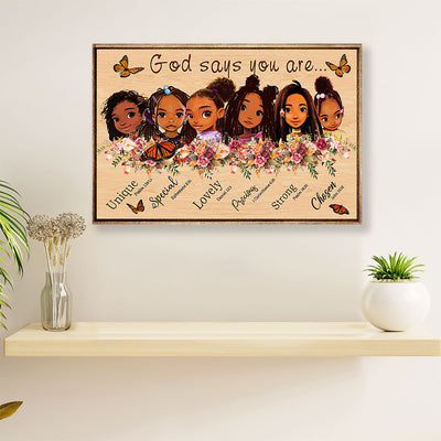 African Americans Afro Canvas Wall Art | God Says You Are | Black Pride Gift for Black Girl