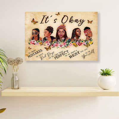 African Americans Afro Canvas Wall Art | Its Okay | Black Pride Gift for Black Girl