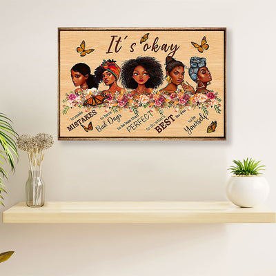 African Americans Afro Canvas Wall Art | Its Okay | Black Pride Gift for Black Girl