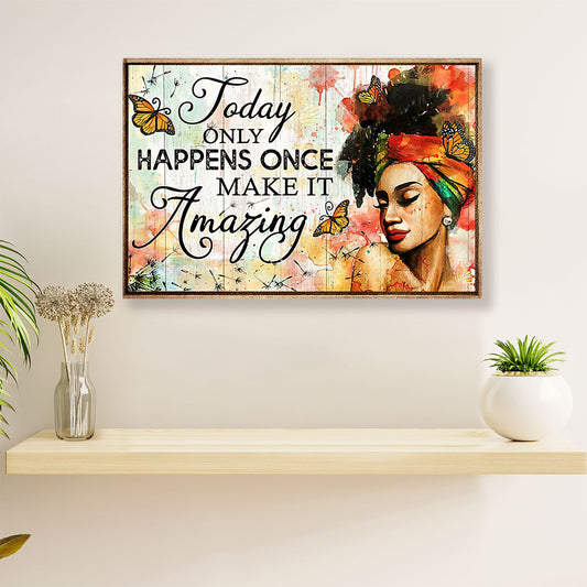 African Americans Afro Canvas Wall Art | Make It Amazing | Black Pride Gift for Black Girl