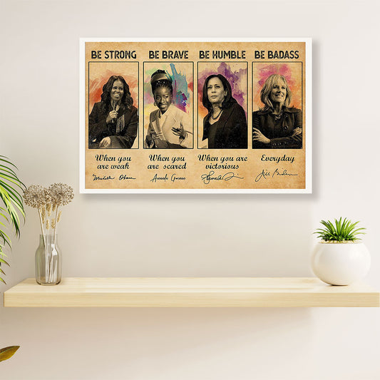 African Americans Afro Canvas Wall Art | Be Strong Be Brave | Black Pride Gift for Black Girl