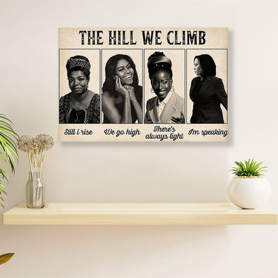 African Americans Afro Canvas Wall Art | The Hill We Climb | Black Pride Gift for Black Girl