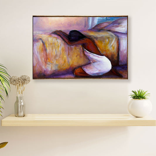 African Americans Afro Canvas Wall Art | Woman Anxiety | Black Pride Gift for Black Girl
