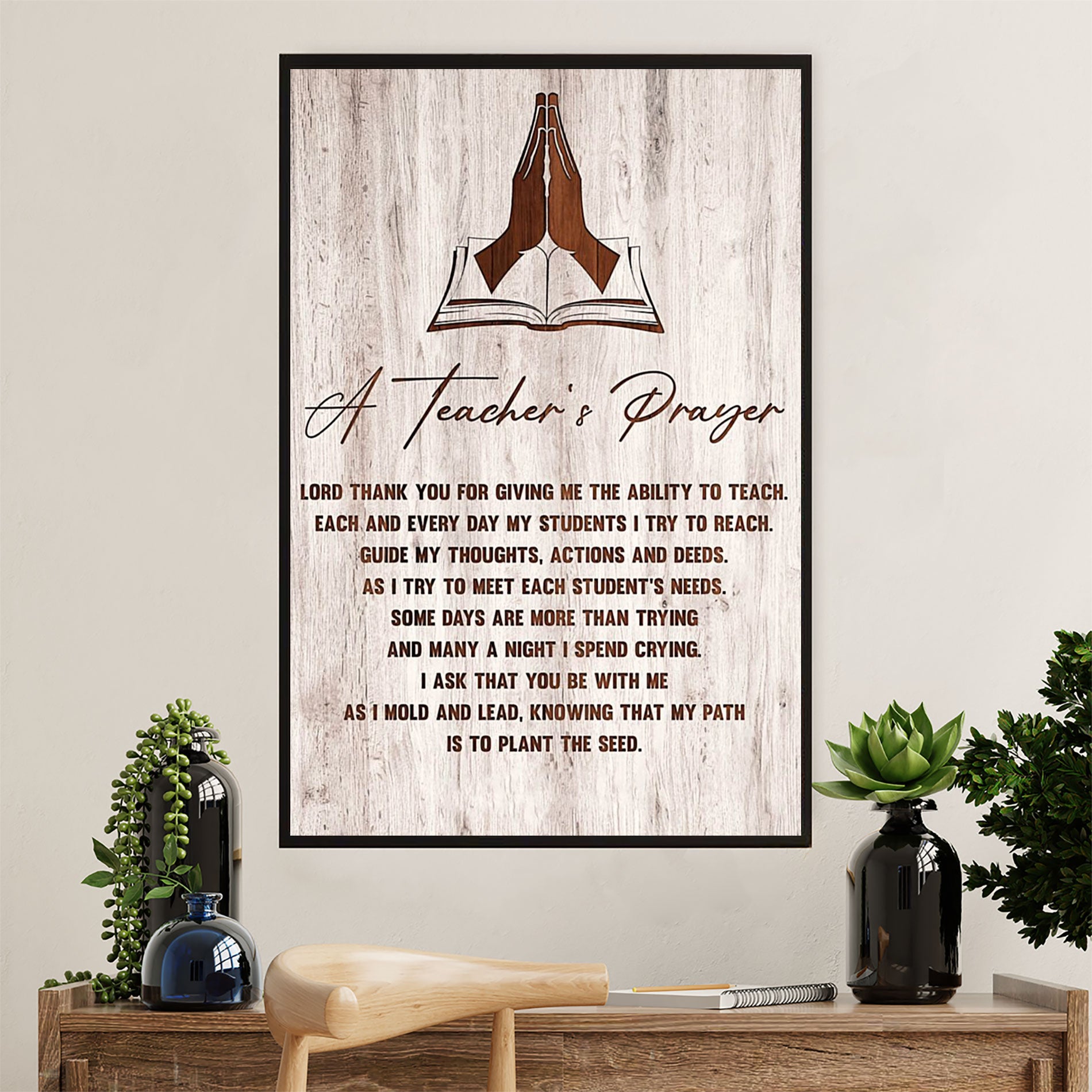 Teacher Classroom Canvas Wall Art | Teacher's Prayer | Back To School Gift for Teacher