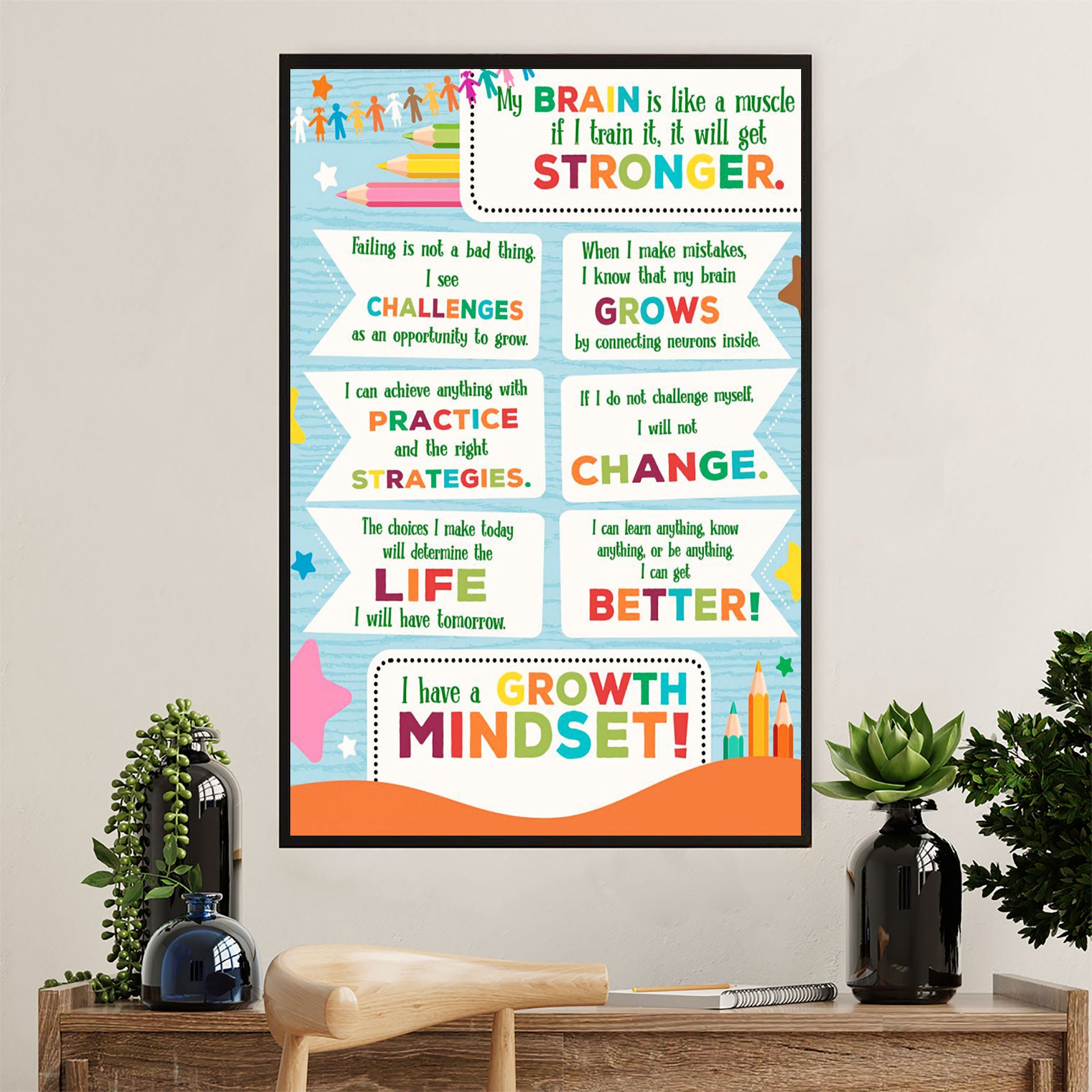 Teacher Classroom Canvas Wall Art | Growth Mindset | Back To School Gift for Teacher