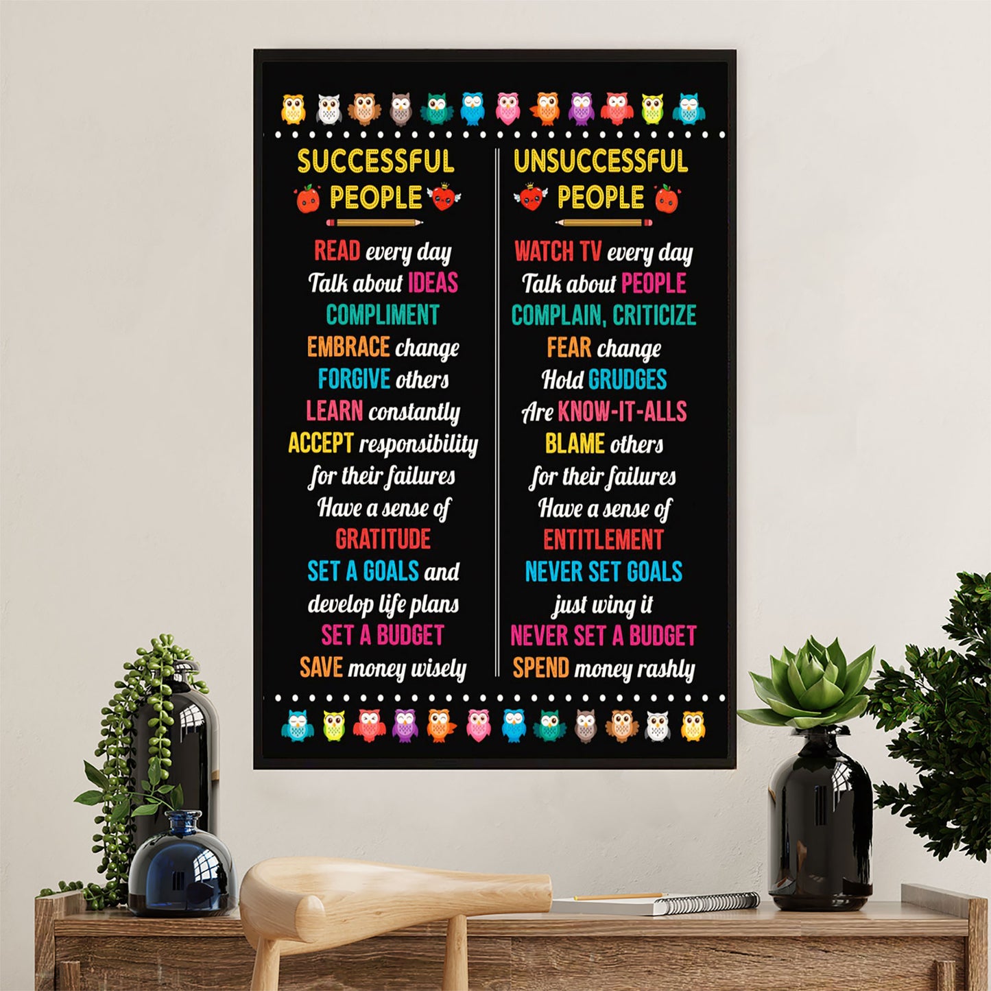 Teacher Classroom Canvas Wall Art | Successful People | Back To School Gift for Teacher