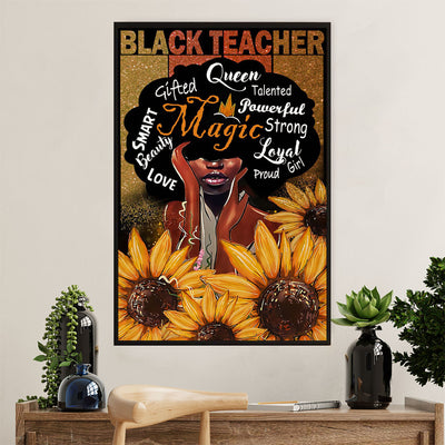 Teacher Classroom Canvas Wall Art | Black Teacher Black Pride | Back To School Gift for Teacher