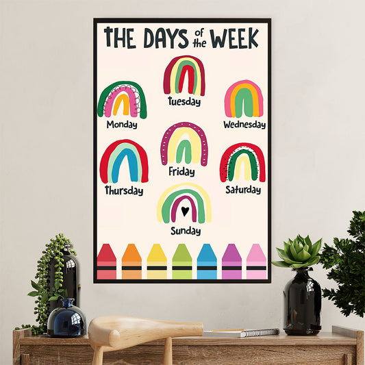 Teacher Classroom Poster | The Days Of The Week | Wall Art Back To School Gift for Teacher